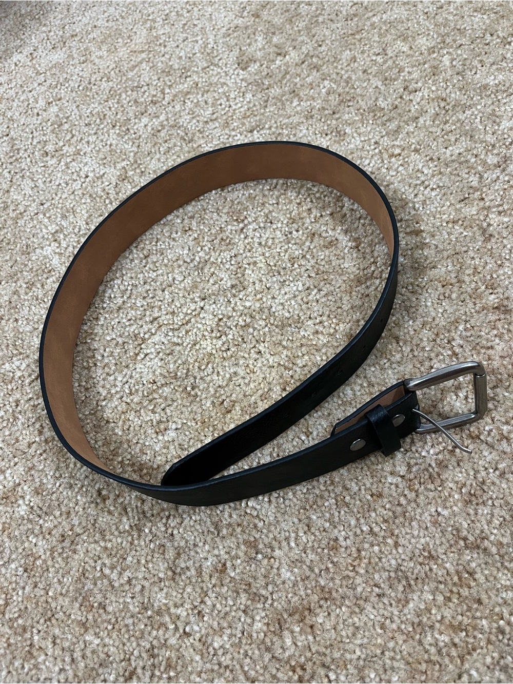 Handmade Black Leather Women’s Belt 38 inches - Classic Casual Style